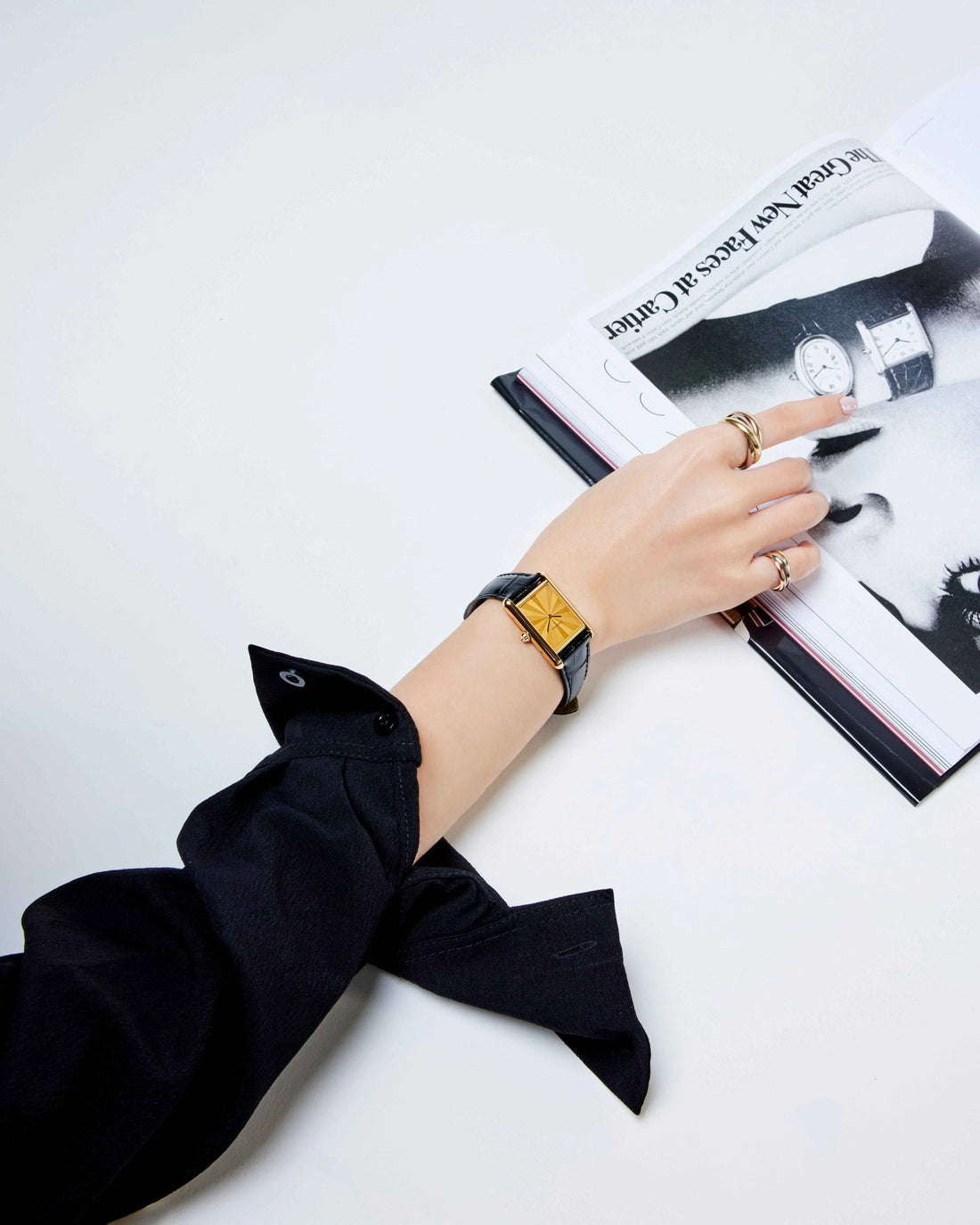 Rectangular Case Watch, Yellow Gold Tone