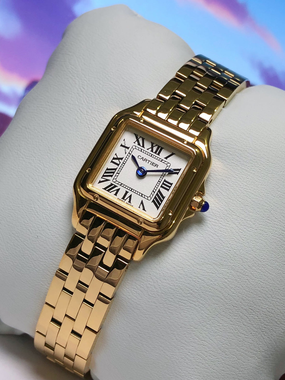 Square Link-Bracelet Watch, Yellow Gold Tone, Small Model