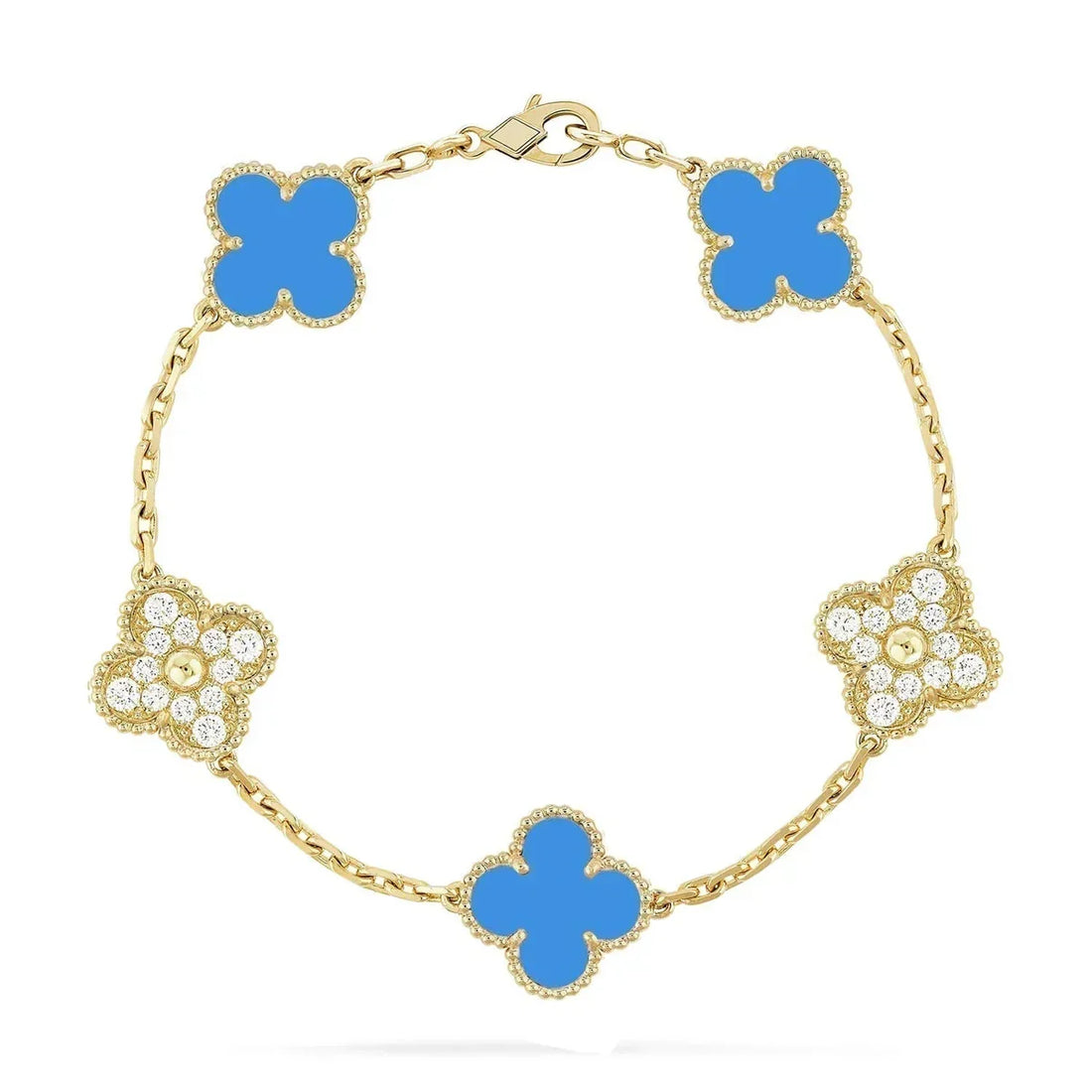 Quatrefoil 5 Motifs Bracelet, Blue Agate