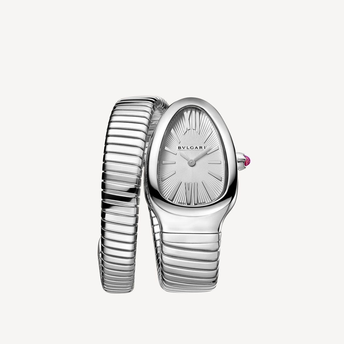Coiled Band Watch, White Gold Tone, White, 35 mm, Size S