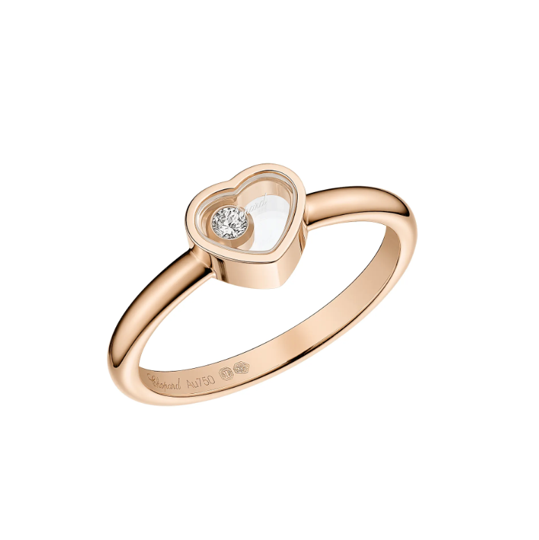 Floating Heart Ring, Rose Gold Tone, Stone-Set
