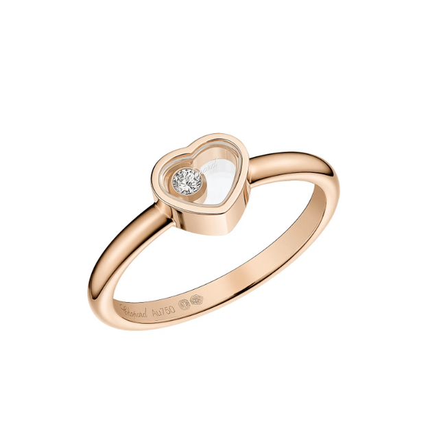 Floating Heart Ring, Rose Gold Tone, Stone-Set