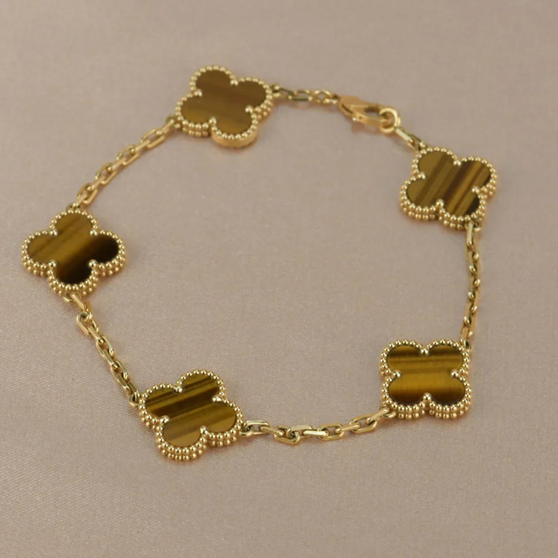 Quatrefoil 5 Motifs Bracelet, Tiger Eye