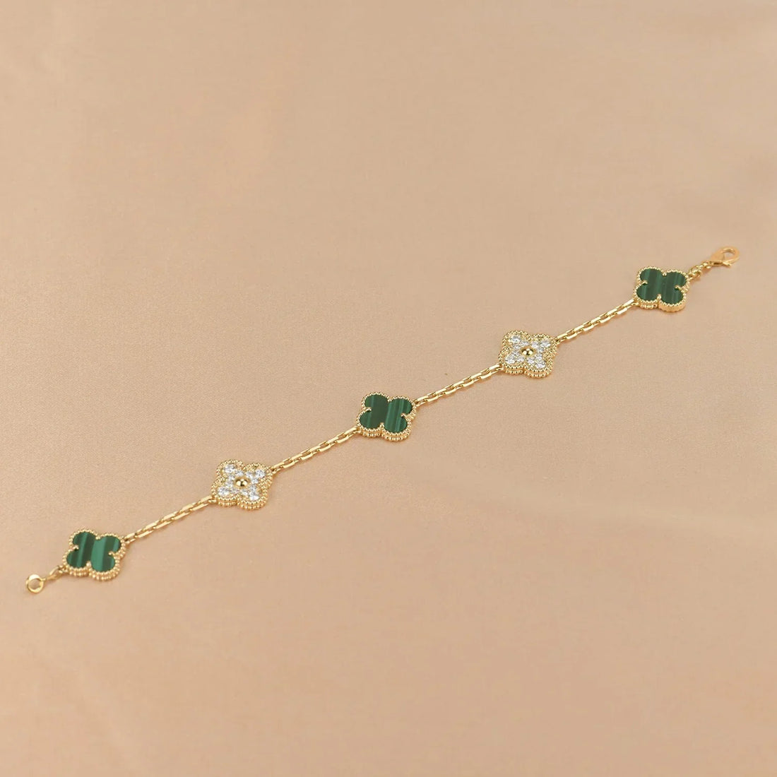 Quatrefoil 5 Motifs Bracelet, Malachite