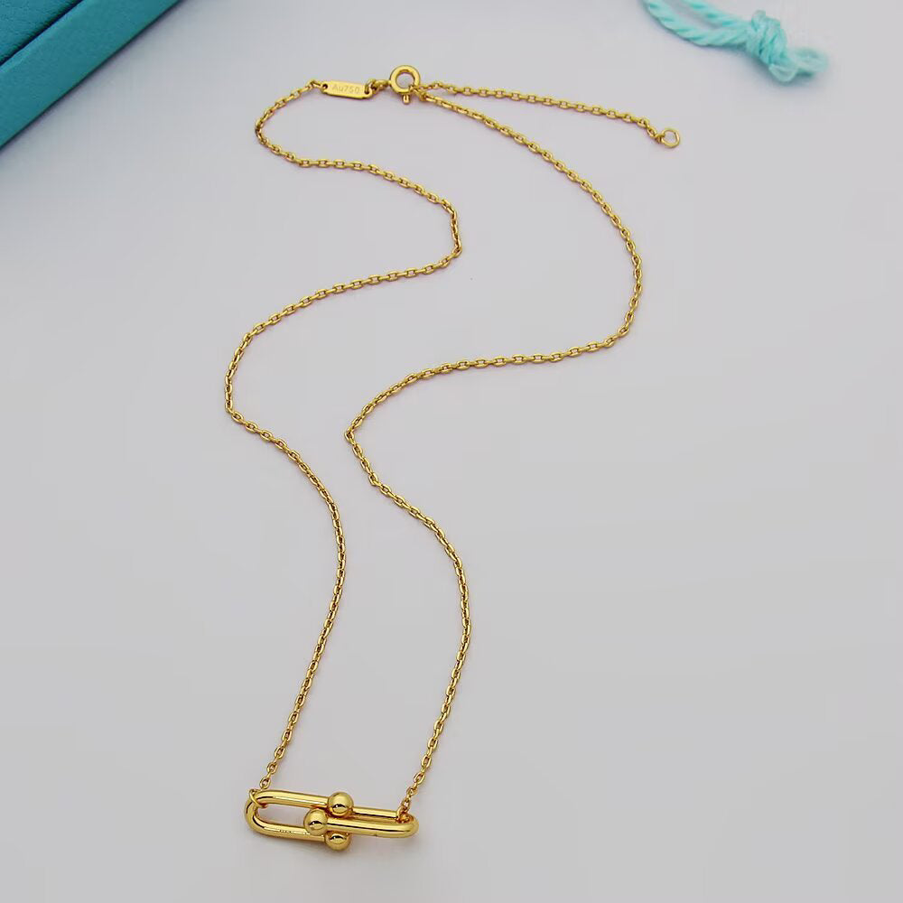 Link Pendant Necklace, Yellow Gold Tone