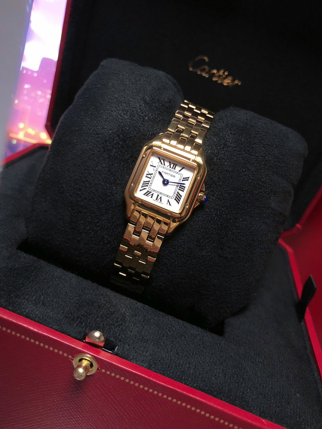 Square Link-Bracelet Watch, Yellow Gold Tone, Medium Model