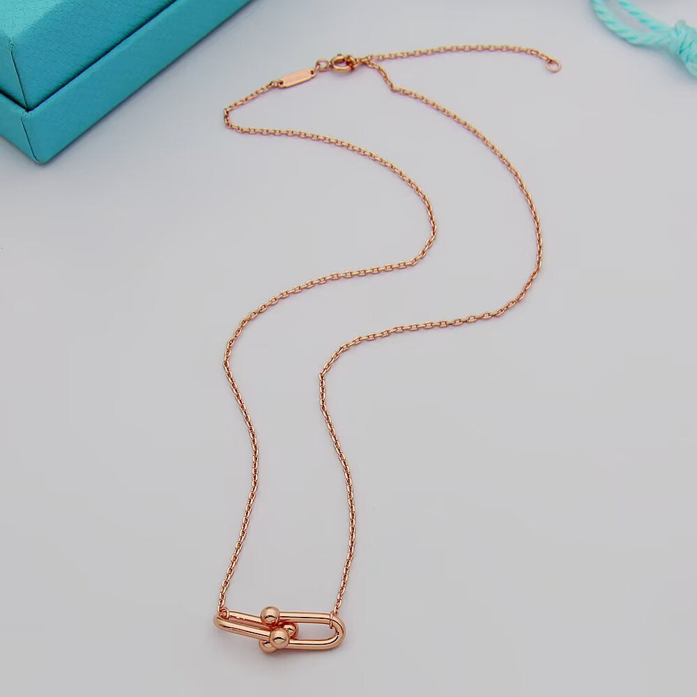 Link Pendant Necklace, Rose Gold Tone