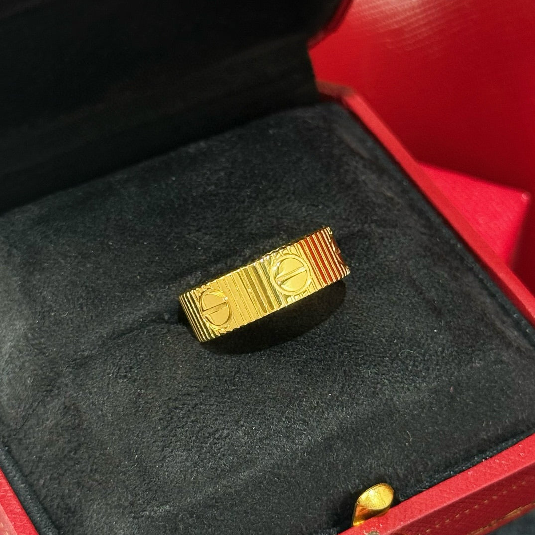 Screw-Motif Open Ring, Rose Gold Tone