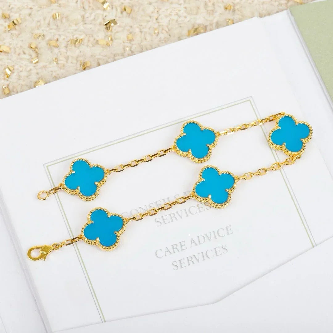 Quatrefoil 5 Motifs Bracelet, Turquoise