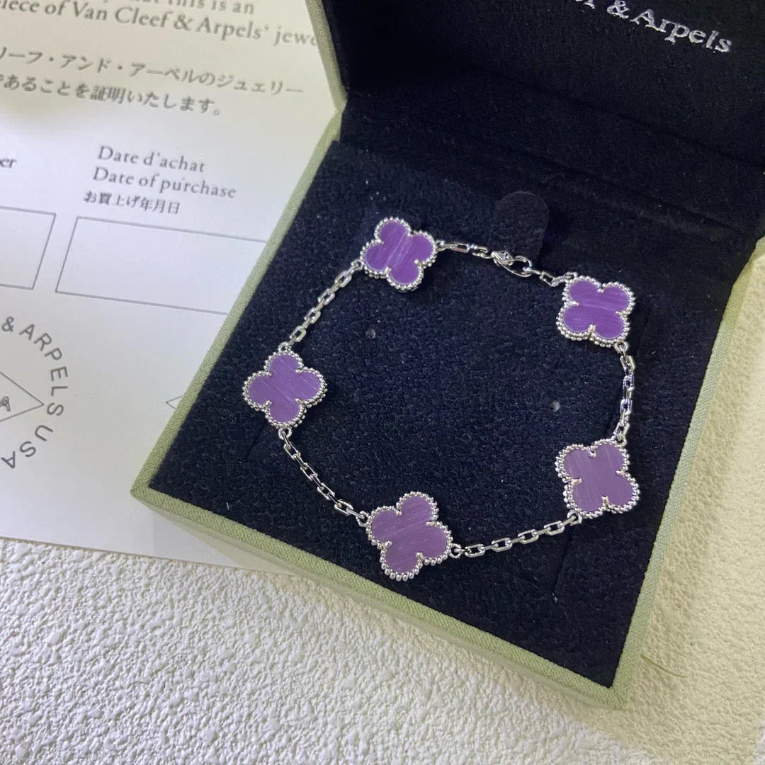 Quatrefoil 5 Motifs Bracelet, Violet