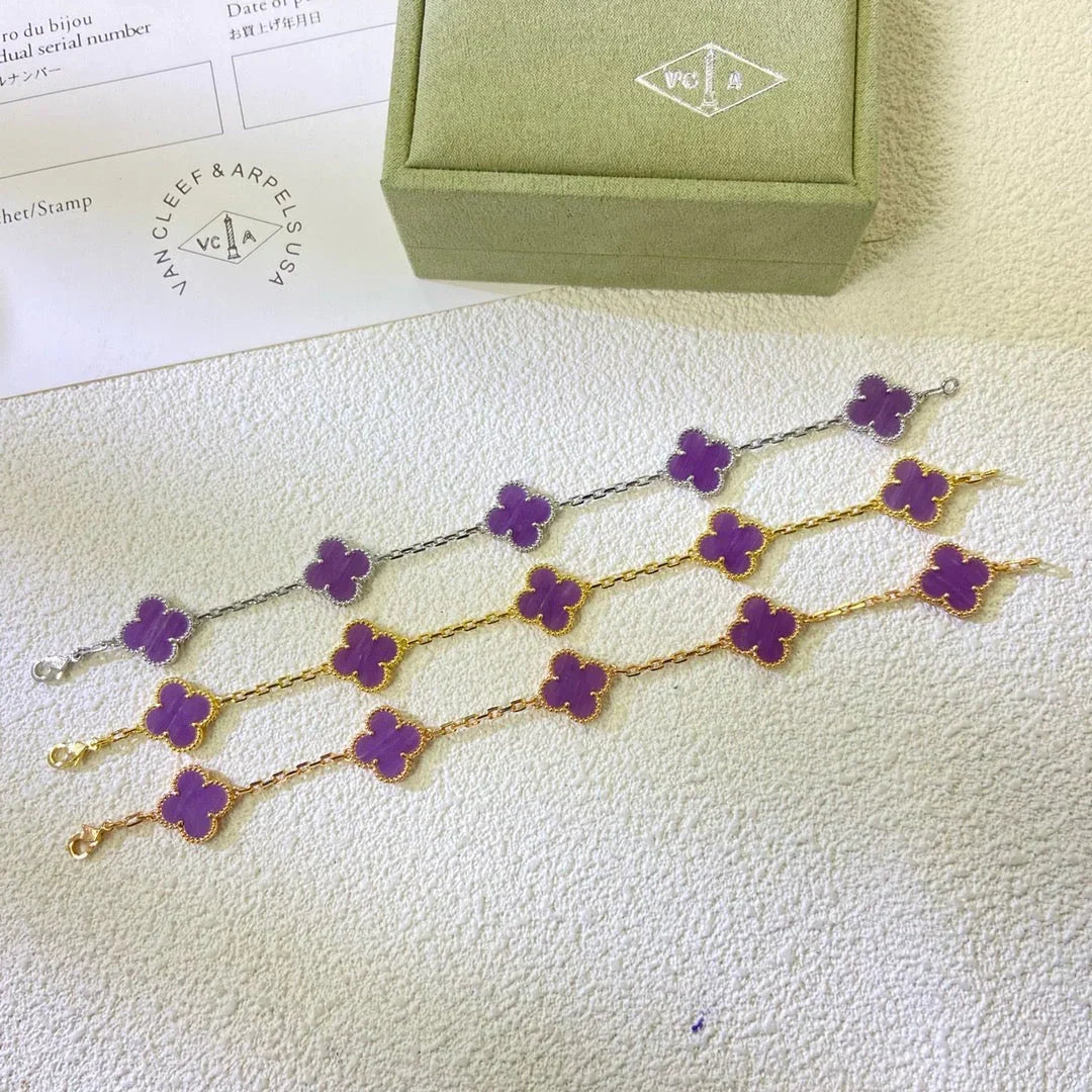 Quatrefoil 5 Motifs Bracelet, Violet