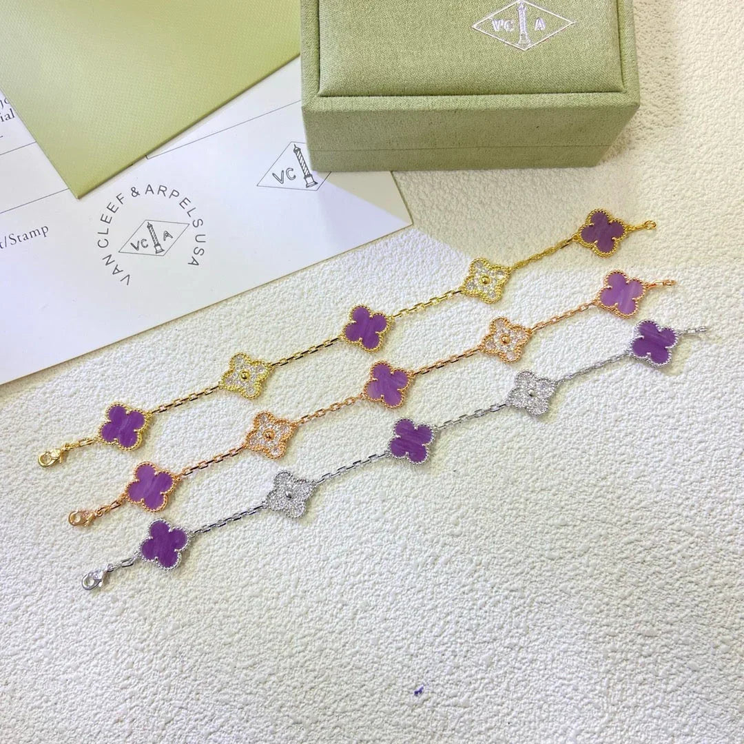 Quatrefoil 5 Motifs Bracelet, Violet