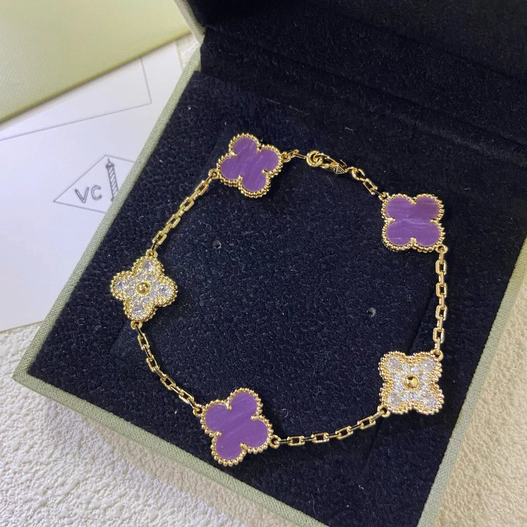 Quatrefoil 5 Motifs Bracelet, Violet