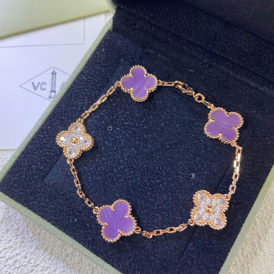 Quatrefoil 5 Motifs Bracelet, Violet
