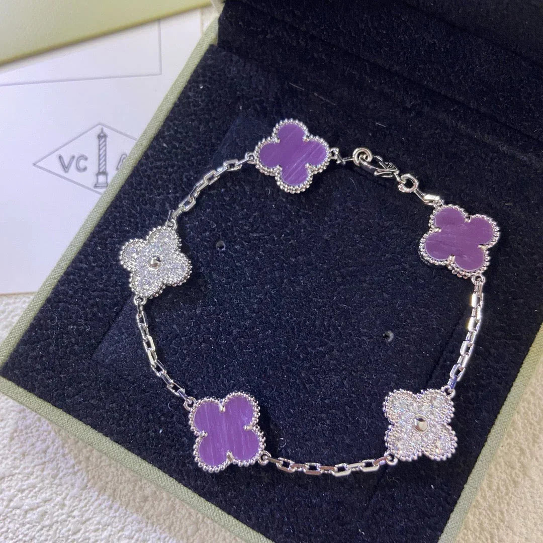 Quatrefoil 5 Motifs Bracelet, Violet
