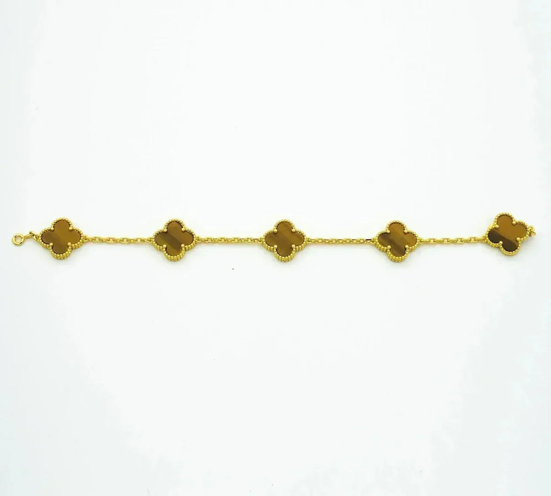 Quatrefoil 5 Motifs Bracelet, Tiger Eye