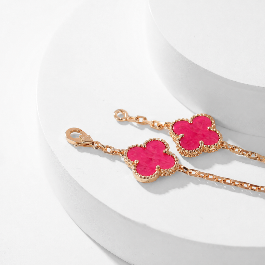 Quatrefoil Pink Enamel Necklace