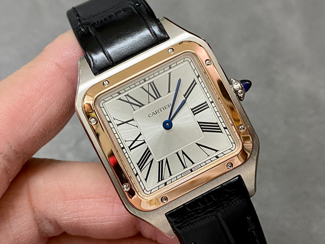 Slim Square Case Watch, Rose Gold Tone, Steel, Large Model