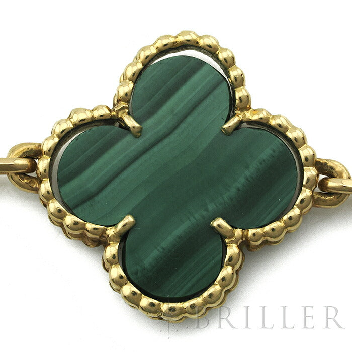 Quatrefoil Long Necklace, 20 Motifs, Rose Gold Tone, Malachite