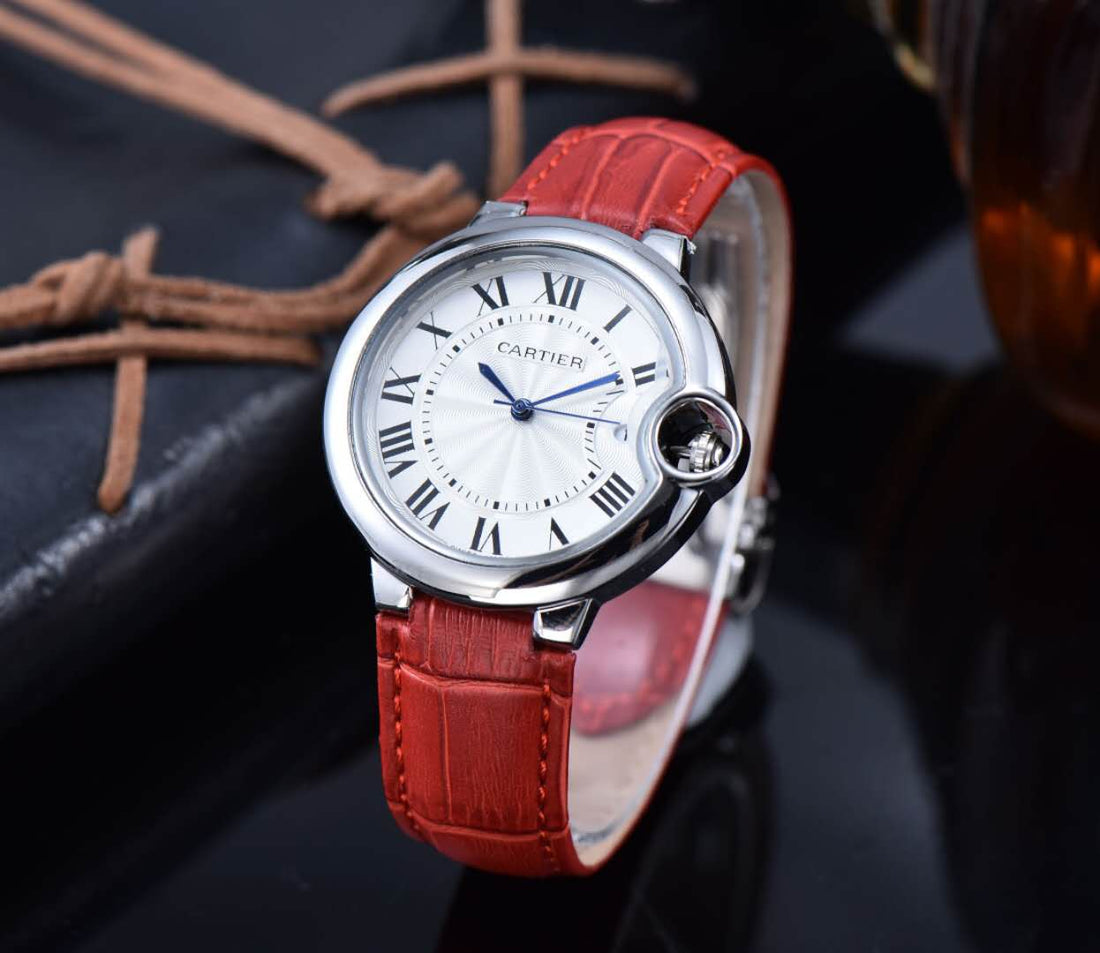 Round Domed Case Watch, Red