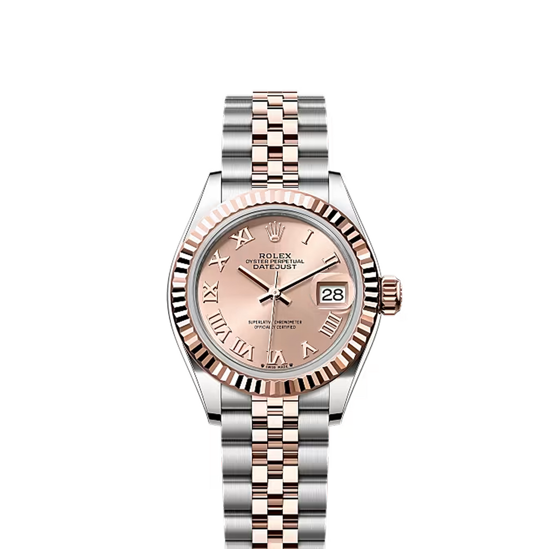 Classic Date Watch, Rose Gold Tone, Steel, 28 mm