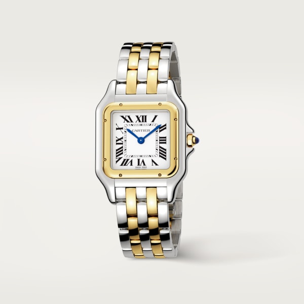 Square Link-Bracelet Watch, Yellow Gold Tone, Steel, Medium Model