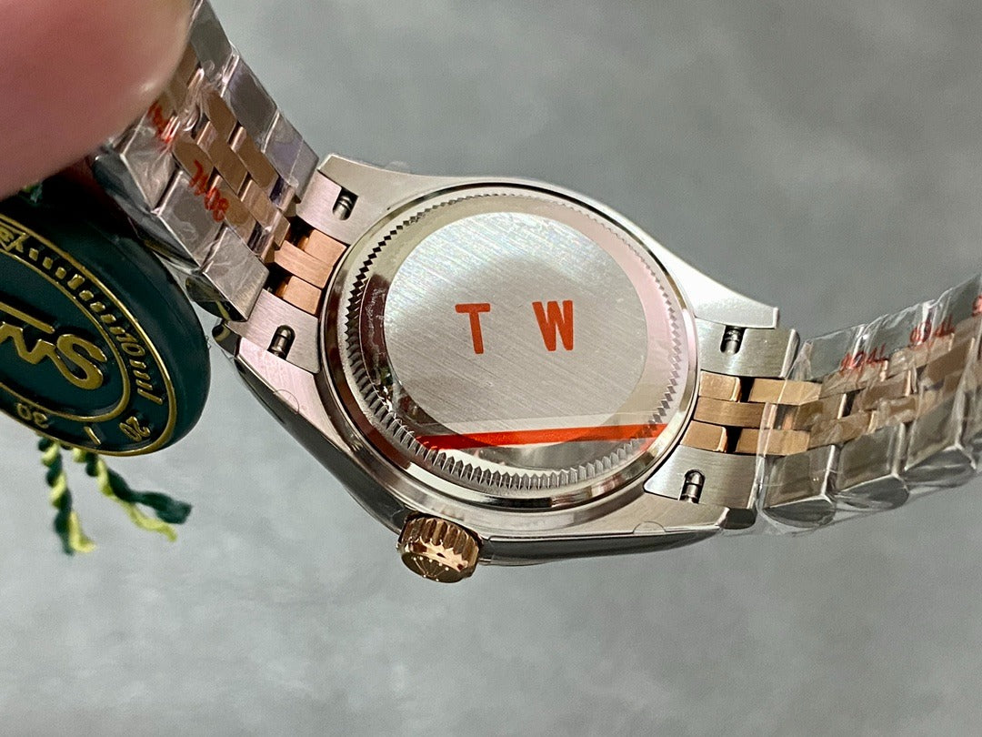Classic Date Watch, Rose Gold Tone, Steel, Stone-Set, 28 mm