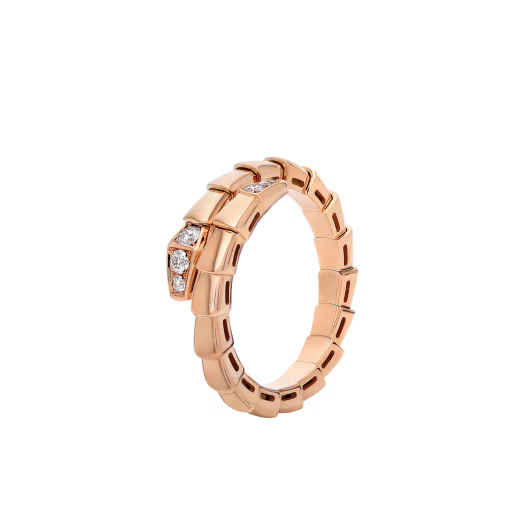 Snake-Scale Ring, Rose Gold Tone, Stone-Set