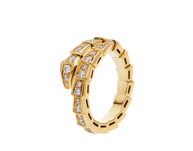 Snake-Scale Ring, Yellow Gold Tone, Stone-Set