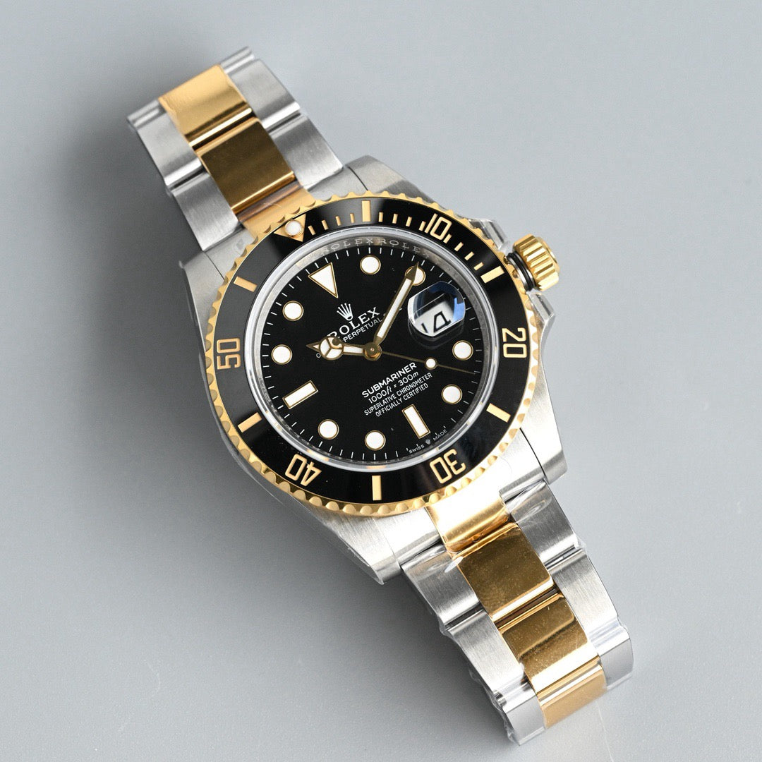 Dive-Style Watch, Yellow Gold Tone, Steel, 41 mm