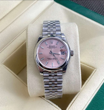 Classic Date Watch, White Gold Tone, Steel, White, 28 mm