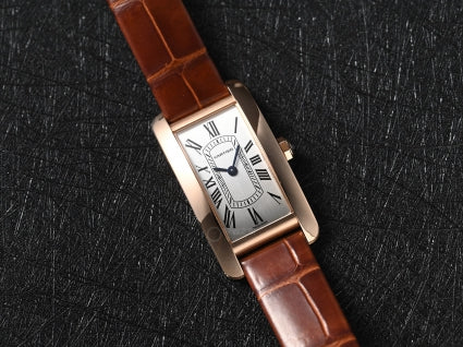 Rectangular Case Watch, Yellow Gold Tone, Mini Model