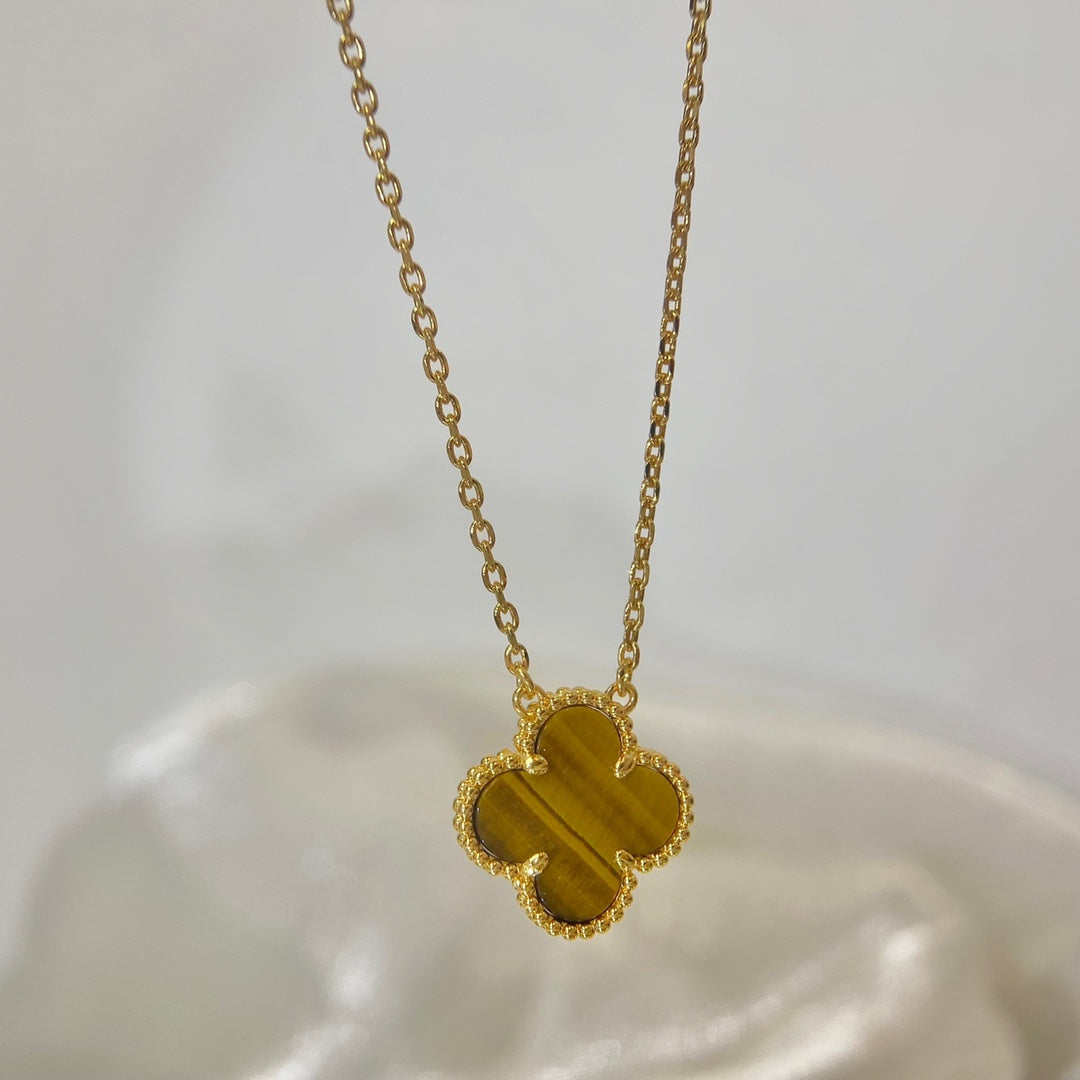 Quatrefoil Pendant Necklace, Yellow Gold Tone