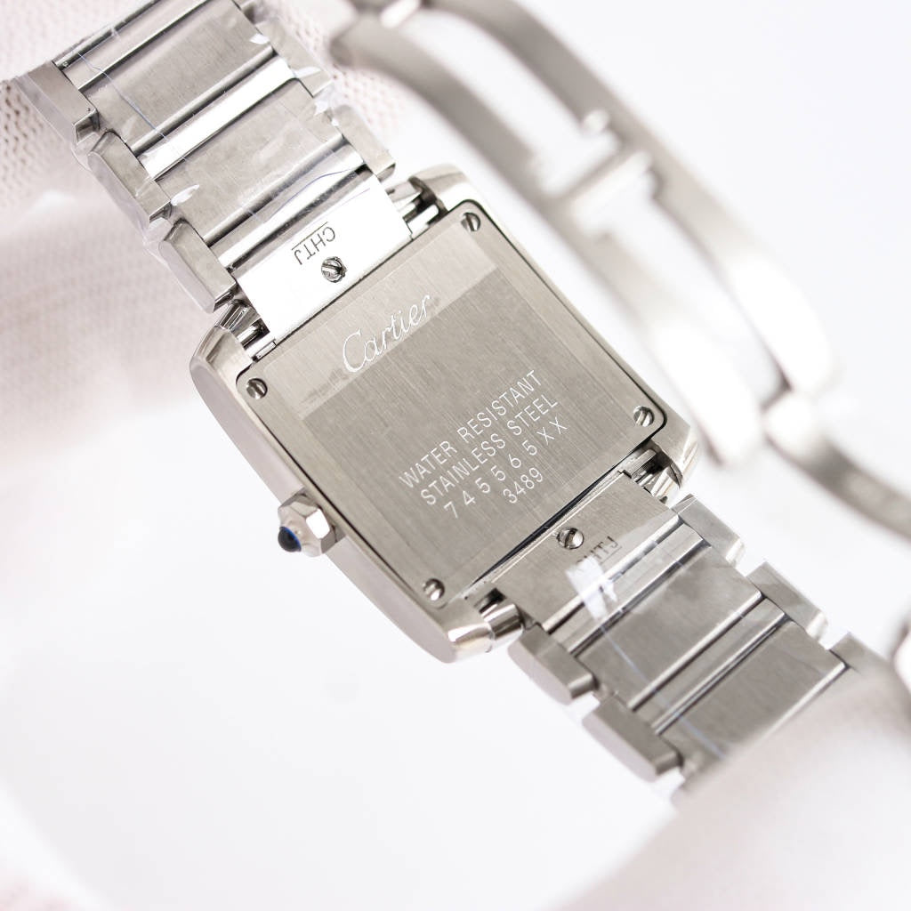 Rectangular Case Watch, White Gold Tone, Stone-Set, White, Medium Model