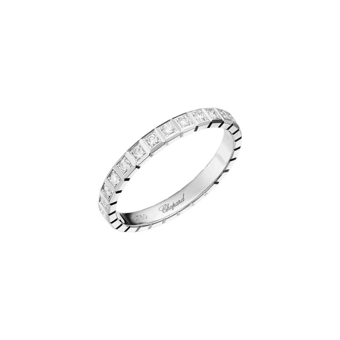 Cube-Link Ring, White Gold Tone, Stone-Set, White