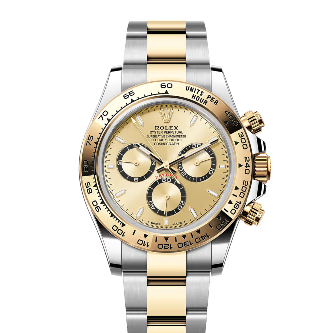 Chronograph Racing Watch, Yellow Gold Tone, Steel, 40 mm