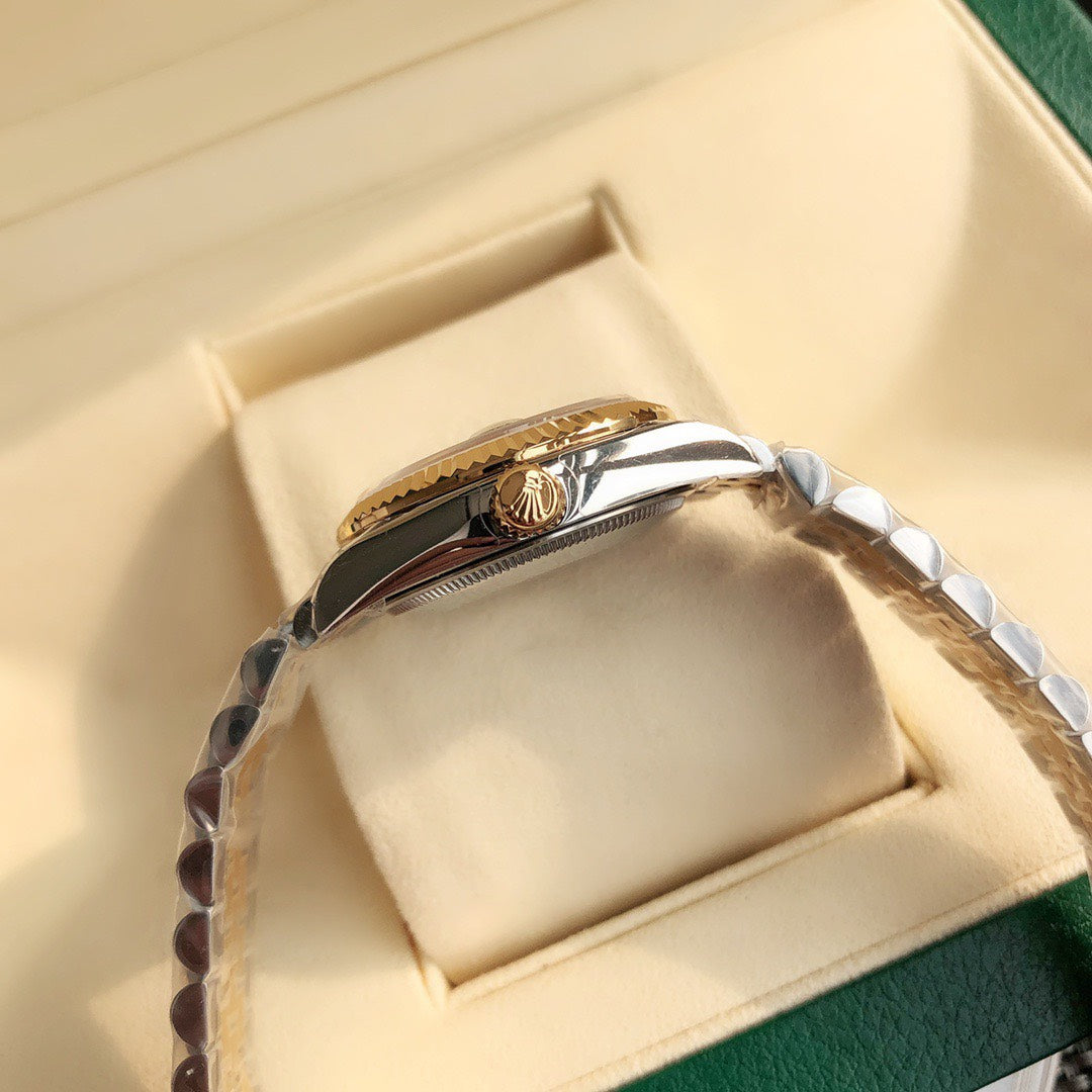 Classic Date Watch, Yellow Gold Tone, Steel, 31 mm