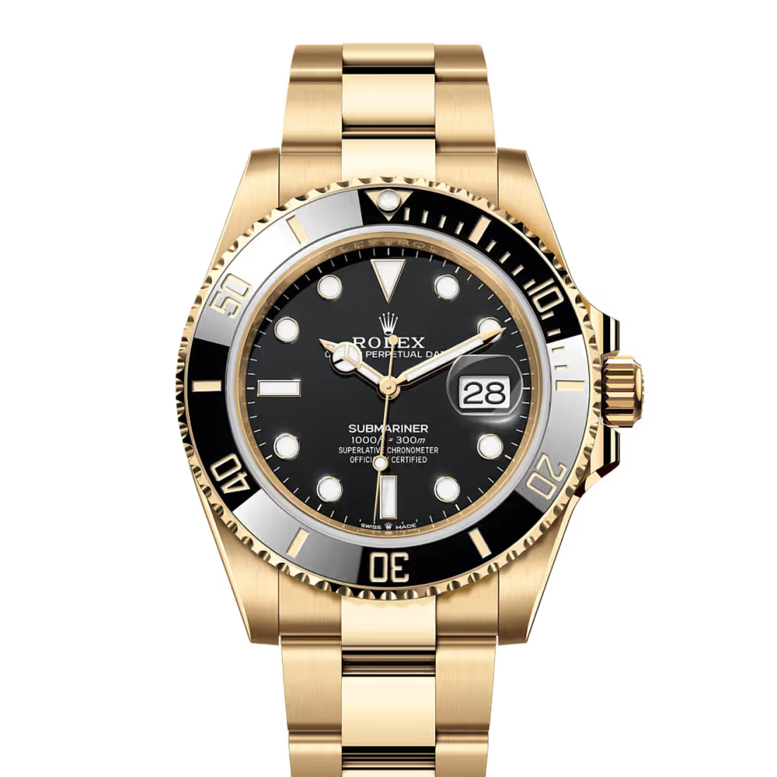Dive-Style Automatic Watch, Yellow Gold Tone, 41 mm