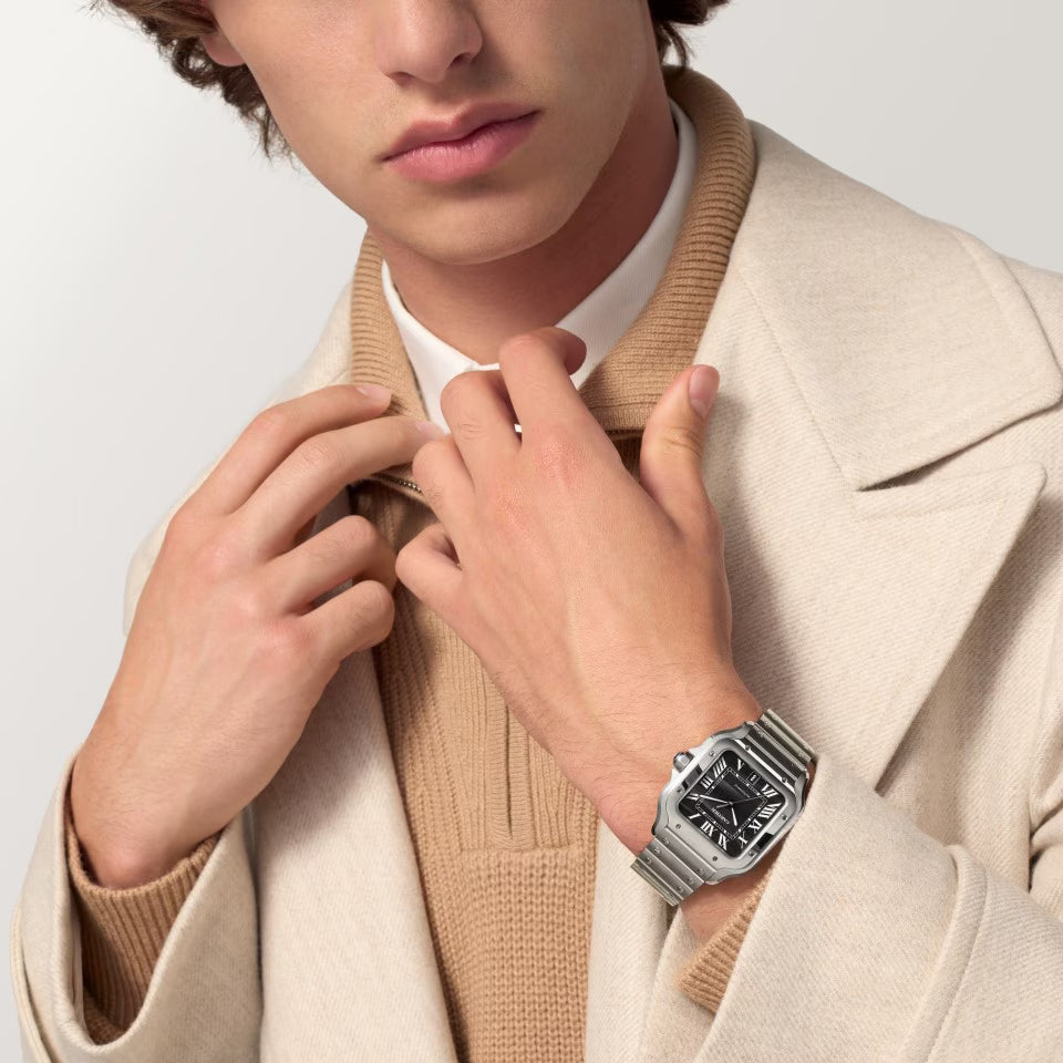 Square Case Watch, Steel, Large Model