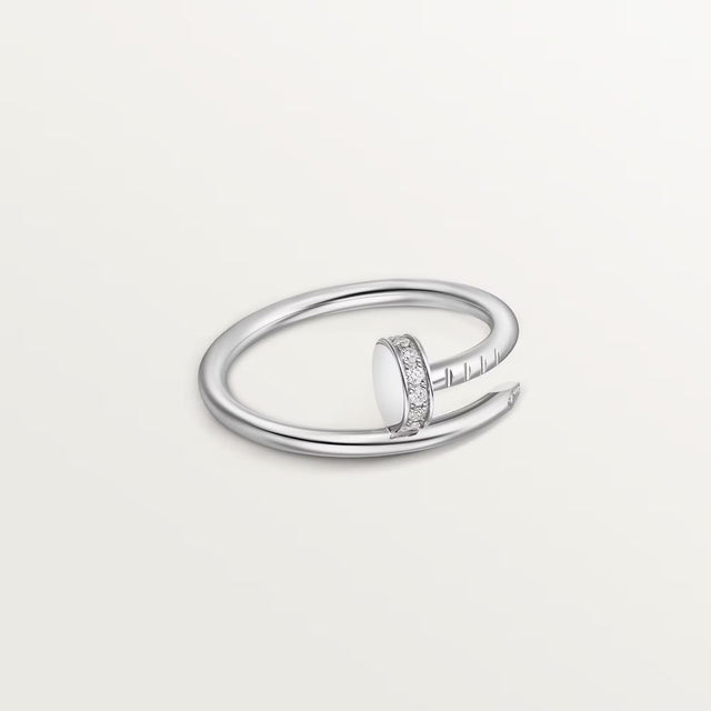 Wrapped Nail Ring, Stone-Set, White Gold Tone