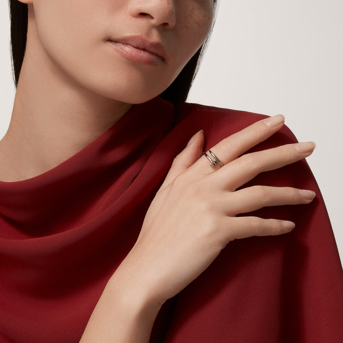Wrapped Nail Ring, White Gold Tone