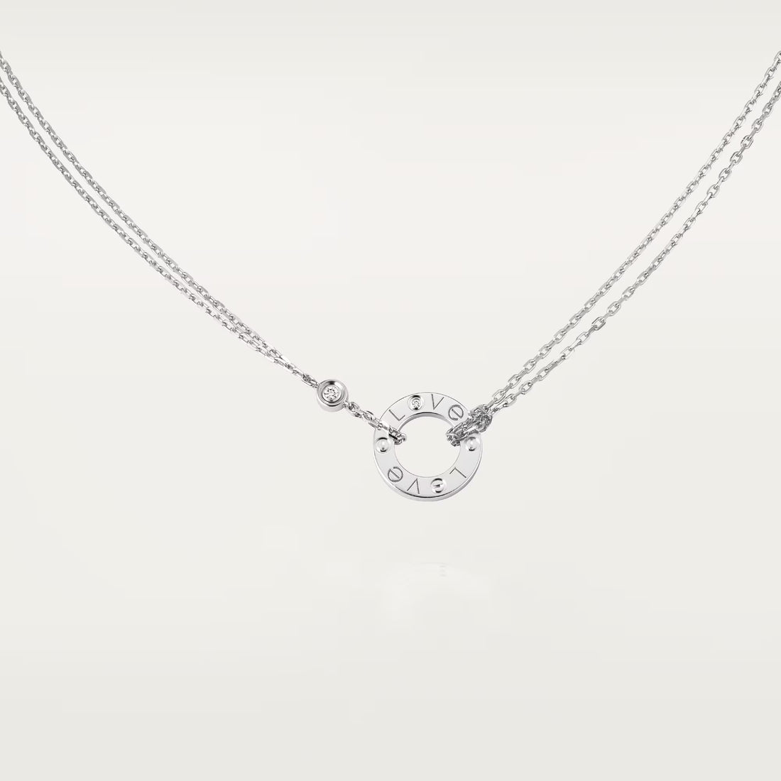 Screw-Motif Pendant Necklace, Stone-Set