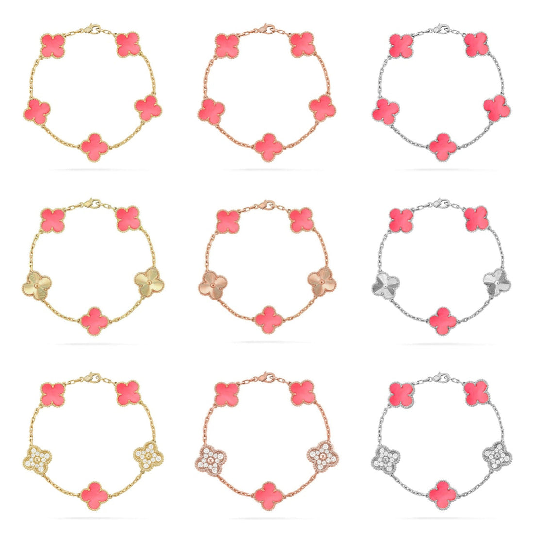 Quatrefoil 5 Motifs Bracelet, Pink Mother of Pearl