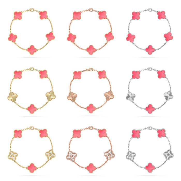 Quatrefoil 5 Motifs Bracelet, Pink Mother of Pearl