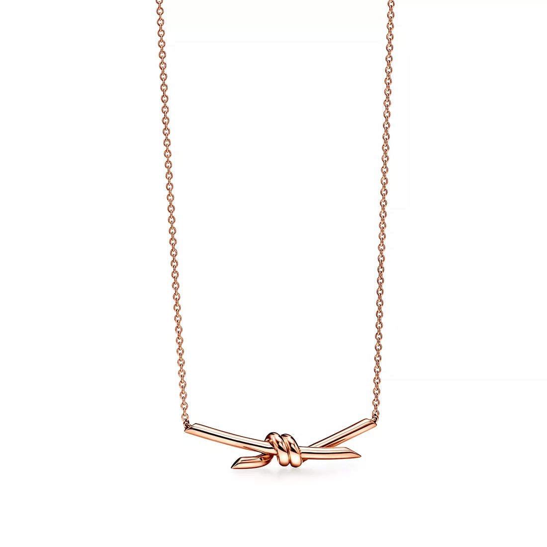 Knot Pendant Necklace, Rose Gold Tone