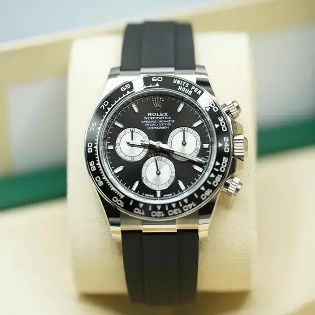 Chronograph Racing Watch, White Gold Tone, White, 40 mm