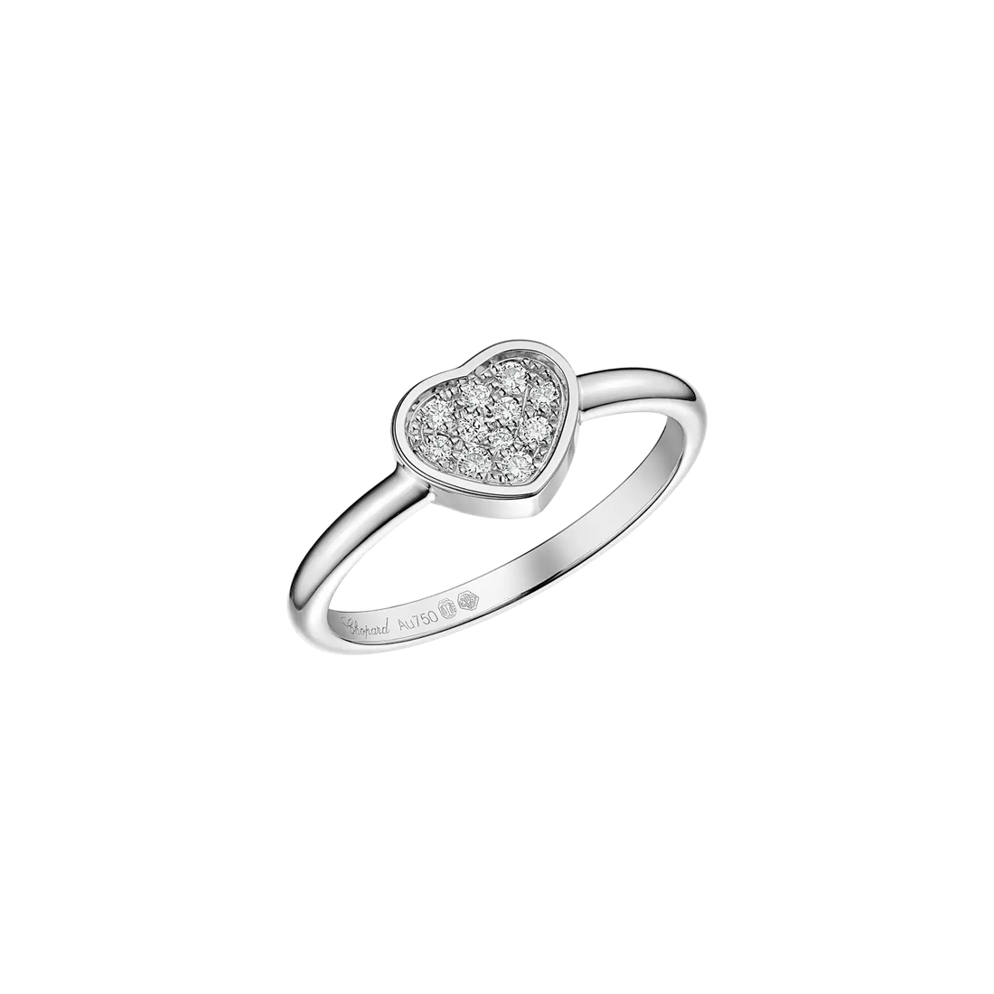 Floating Heart Ring, White Gold Tone, Stone-Set, White