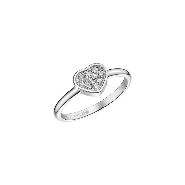 Floating Heart Ring, White Gold Tone, Stone-Set, White