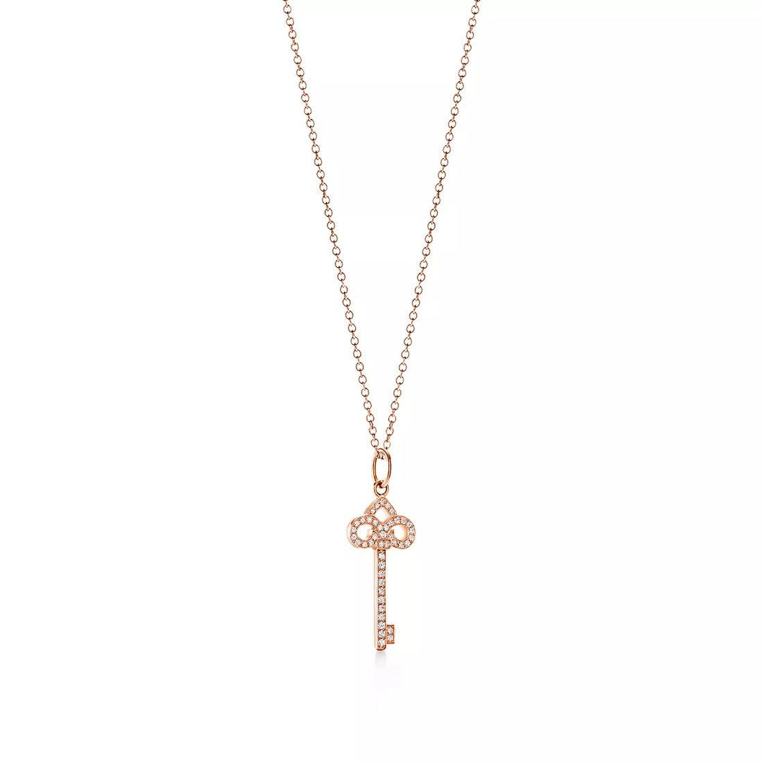 Key Pendant Necklace, Rose Gold Tone