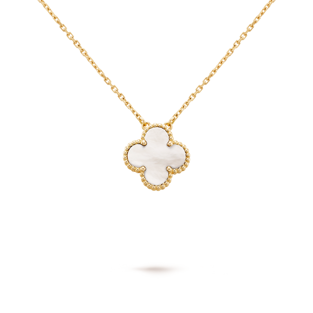 Quatrefoil Pendant Necklace, Yellow Gold Tone